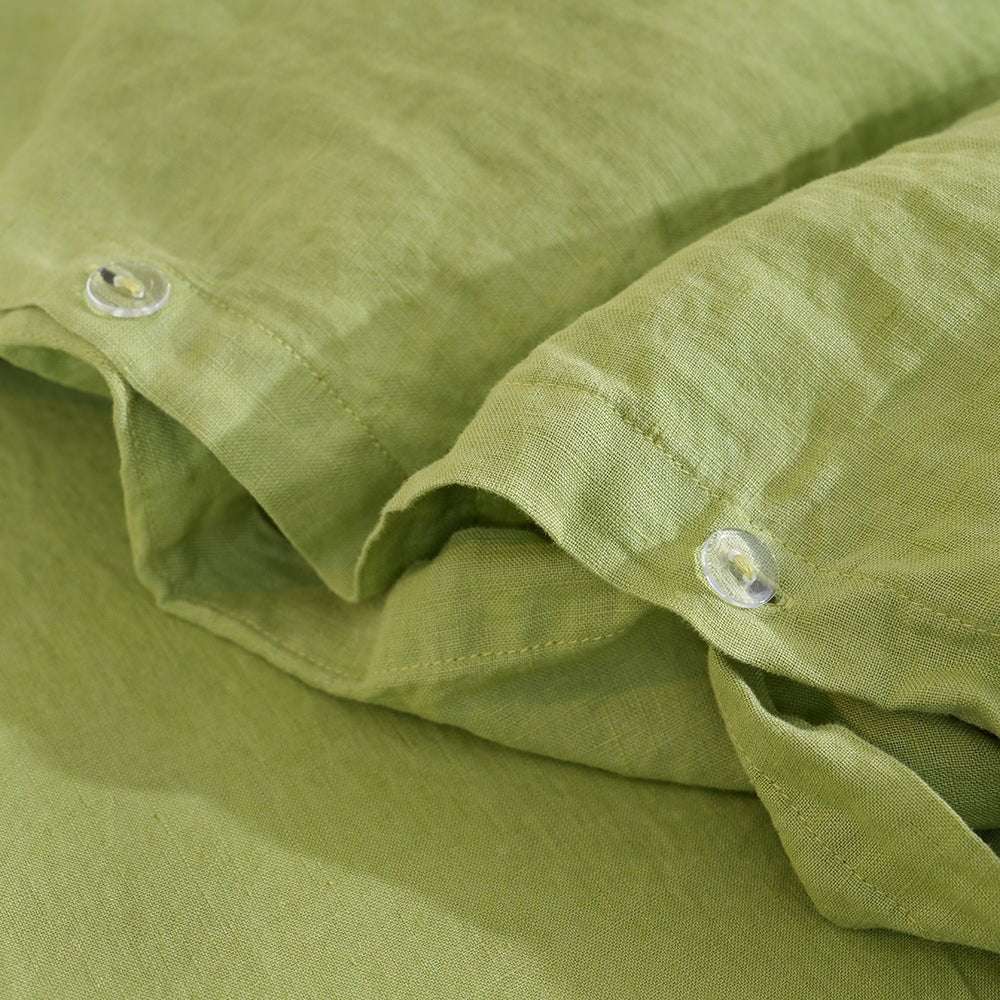Lime Green 100% Organic Linen Duvet Cover(Only 1 Piece) - Victory Symbol