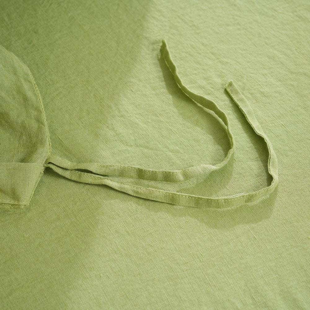 Lime Green 100% Organic Linen Duvet Cover(Only 1 Piece) - Victory Symbol