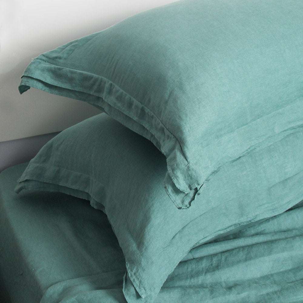 Malachite Green 100% Organic Linen Pillowcases - Victory Symbol