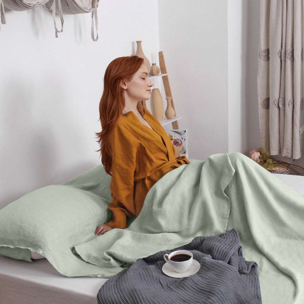 Mint Green 100% Linen Portable Bed Sheet,Sleeping Bag Liner for Hotel and Travel,Sleep Sack Adult - Ultra Lightweight Backpacking with Zipper - Victory Symbol