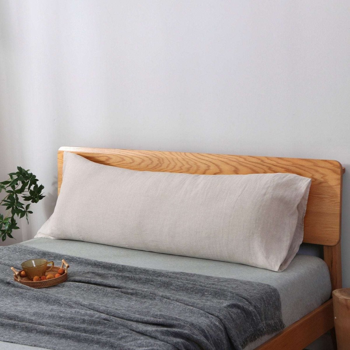 Natural Undyed Linen 100% Organic Linen Body Pillowcase - Victory Symbol