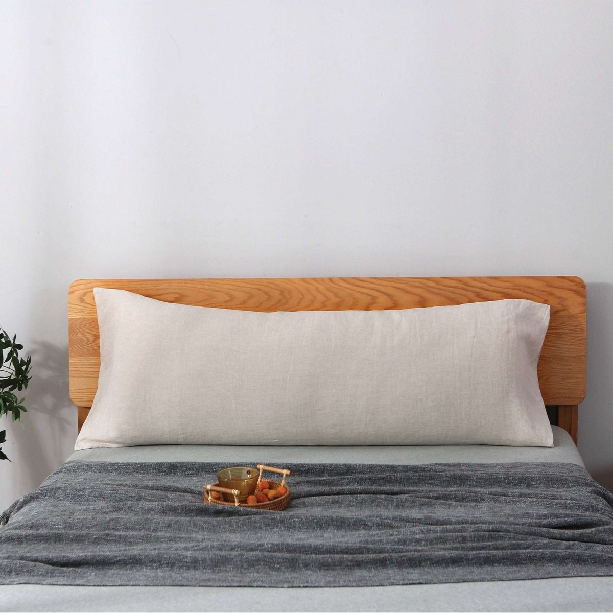 Natural Undyed Linen 100% Organic Linen Body Pillowcase - Victory Symbol