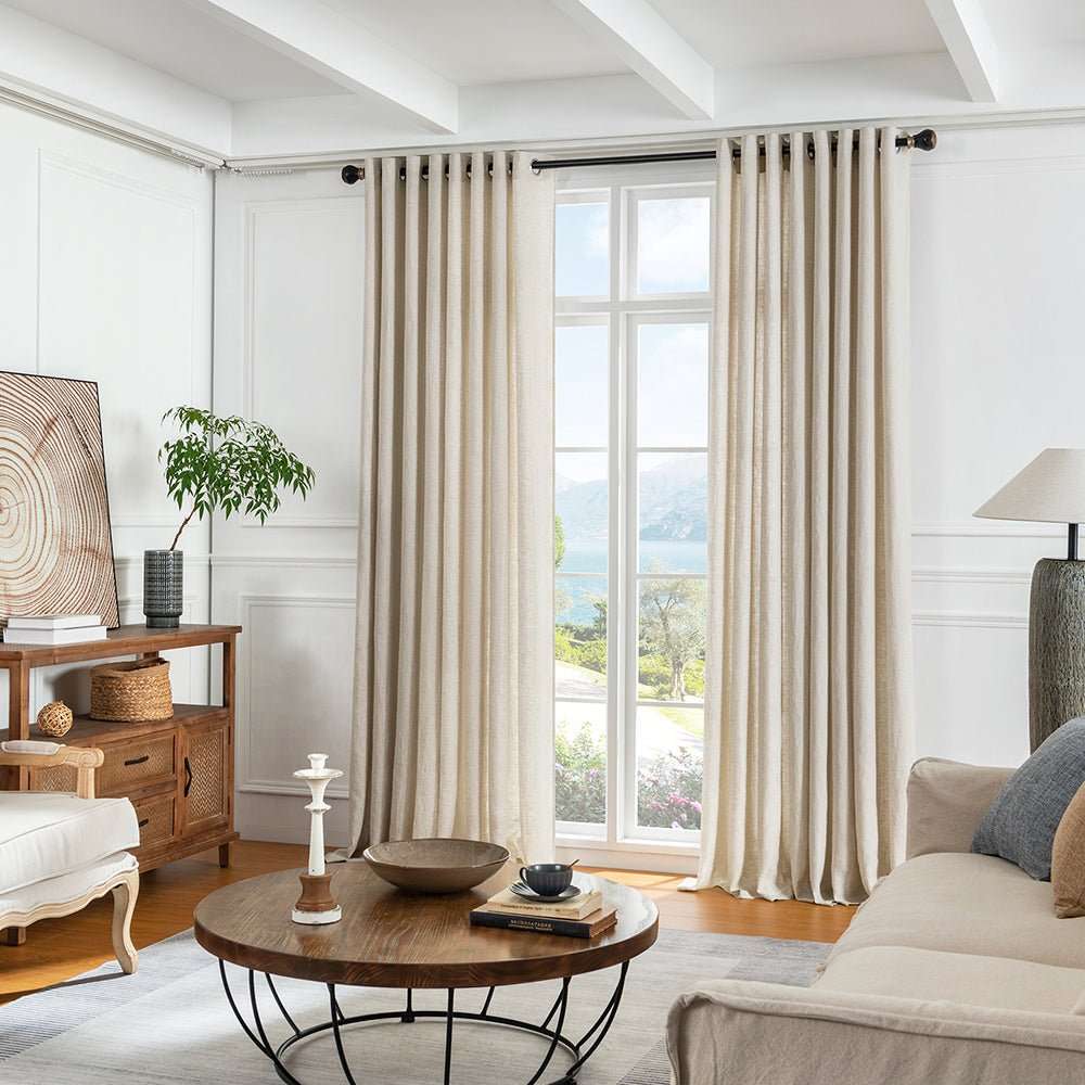 Natural Undyed Linen 100% Organic Linen Curtain for Bedroom Living Room - Victory Symbol