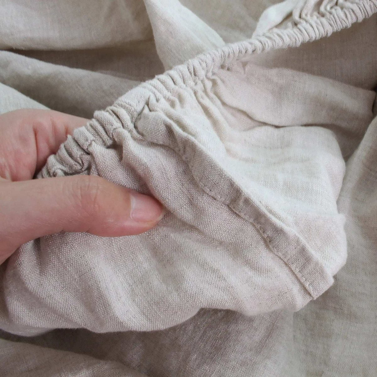 Natural Undyed Linen 100% Organic Linen Fitted Sheet - Victory Symbol