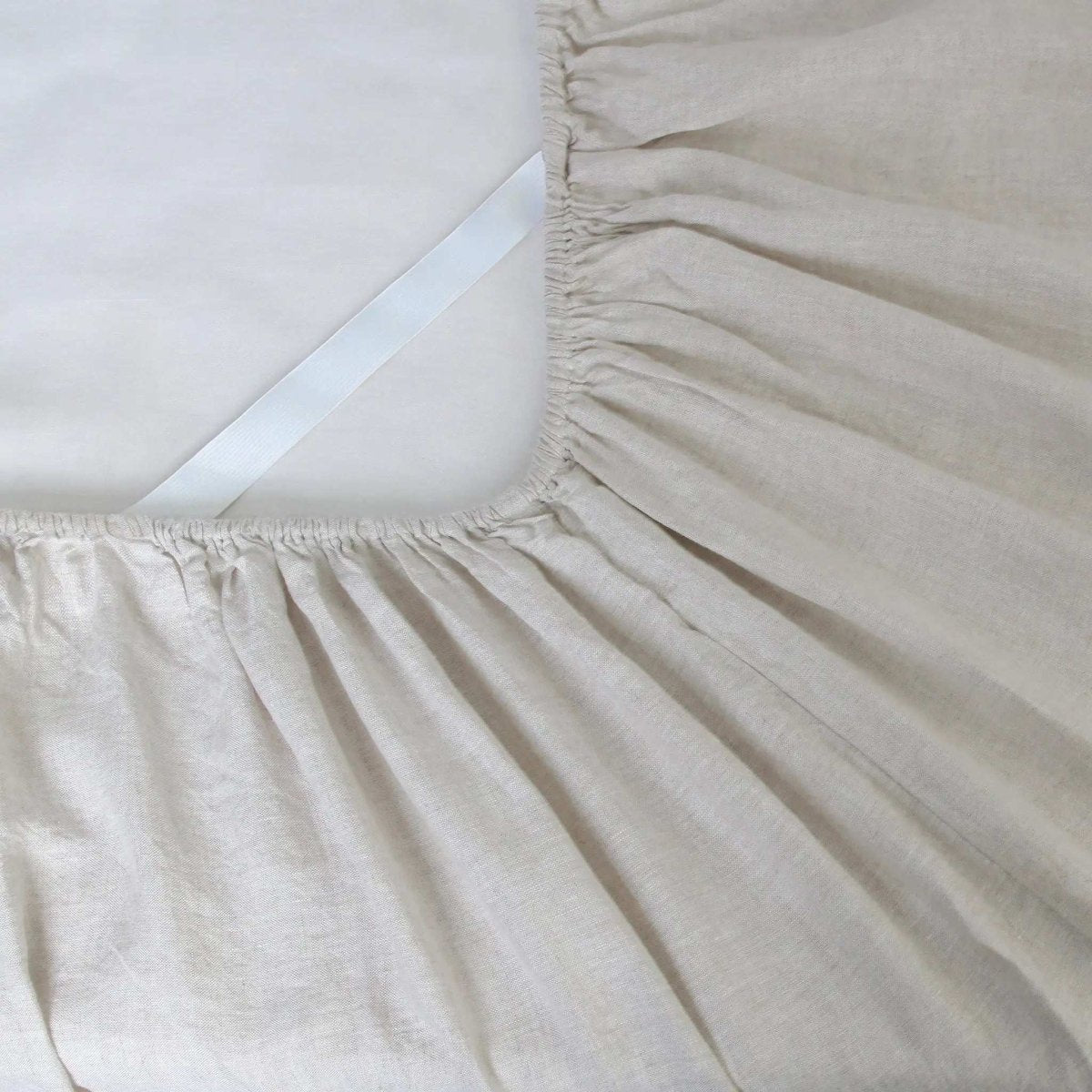 Natural Undyed Linen 100% Organic Linen Fitted Sheet - Victory Symbol