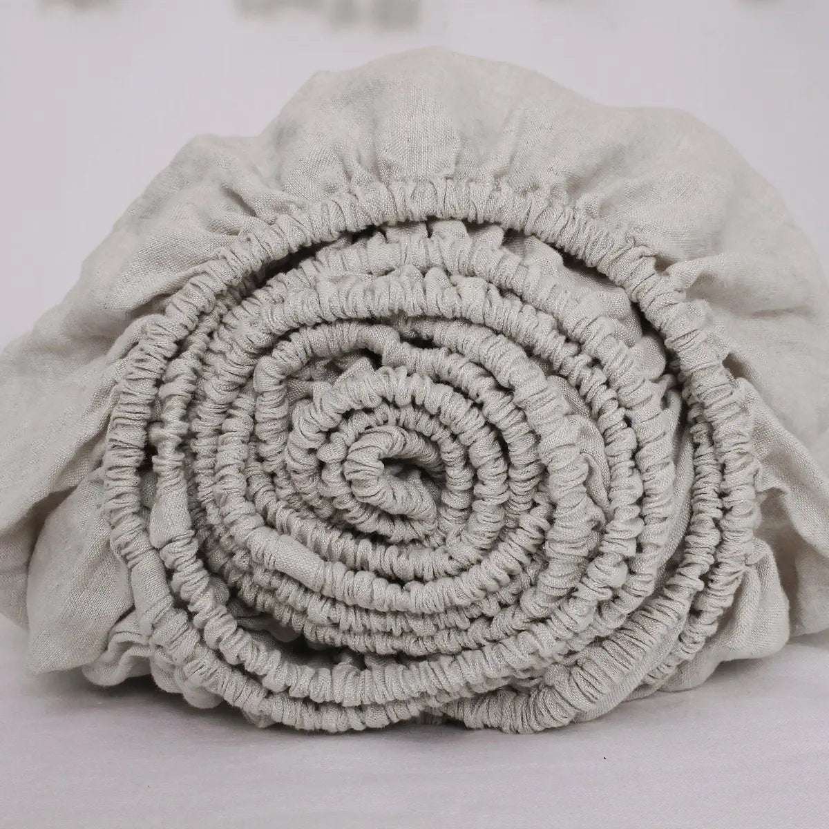 Natural Undyed Linen 100% Organic Linen Fitted Sheet - Victory Symbol