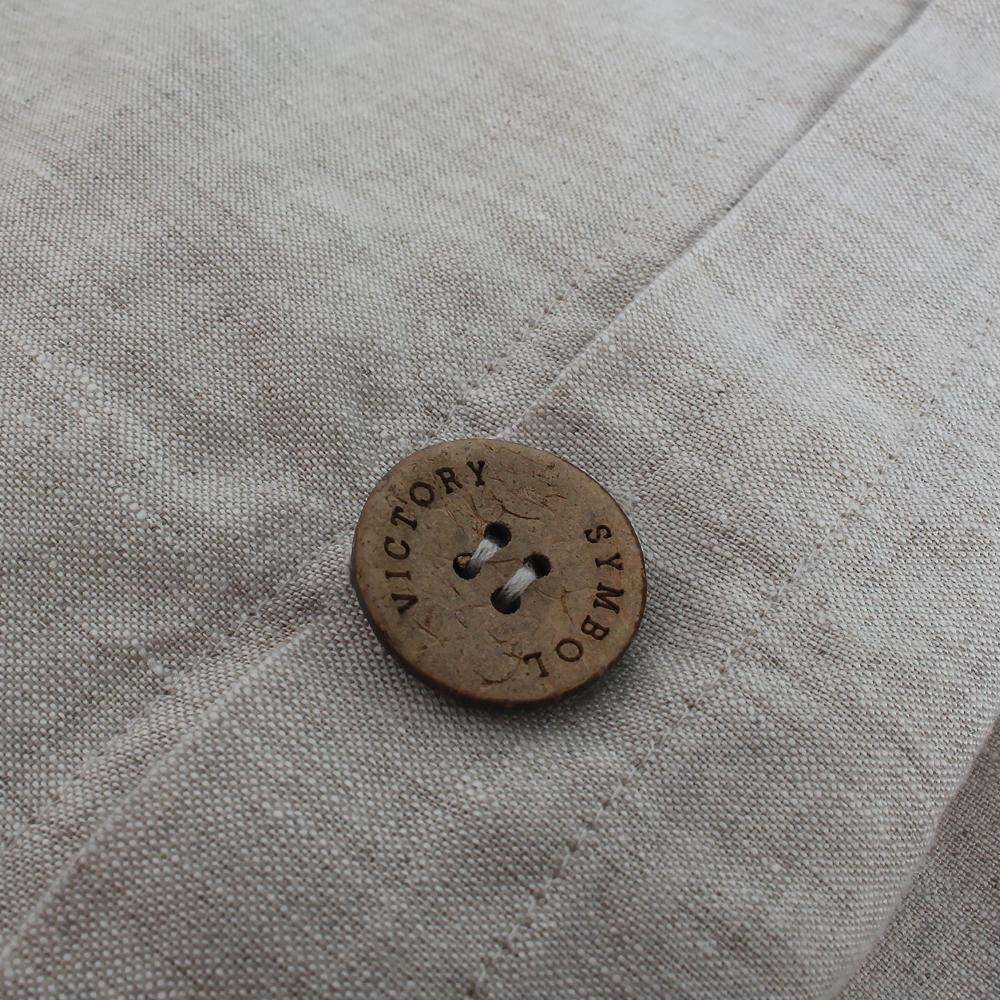 Natural Undyed Linen 100% Organic Linen Pillowcases With Coconut Button Closure - Victory Symbol