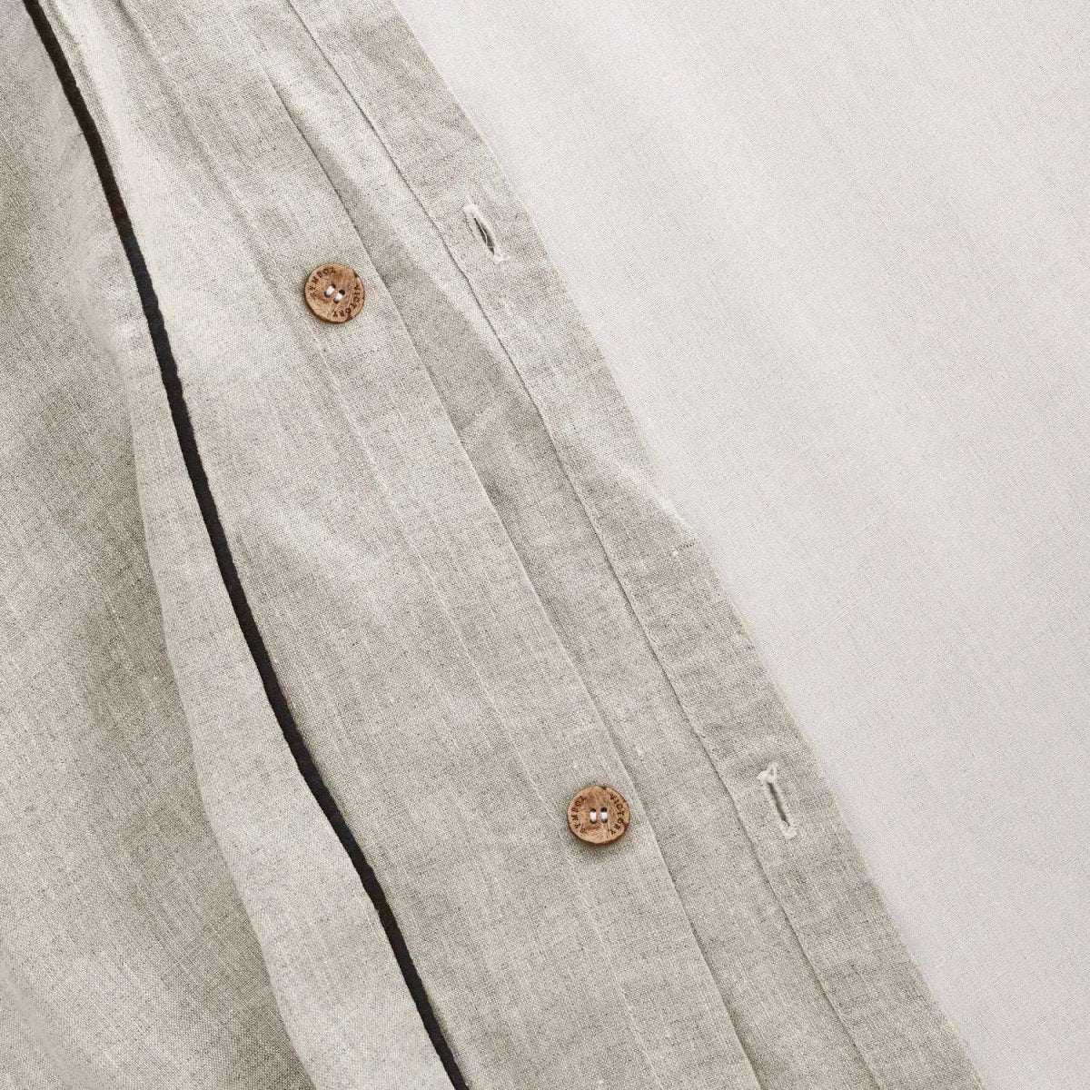 Natural Undyed Linen With Navy Piping 100% Organic Linen Duvet Cover Set - Victory Symbol