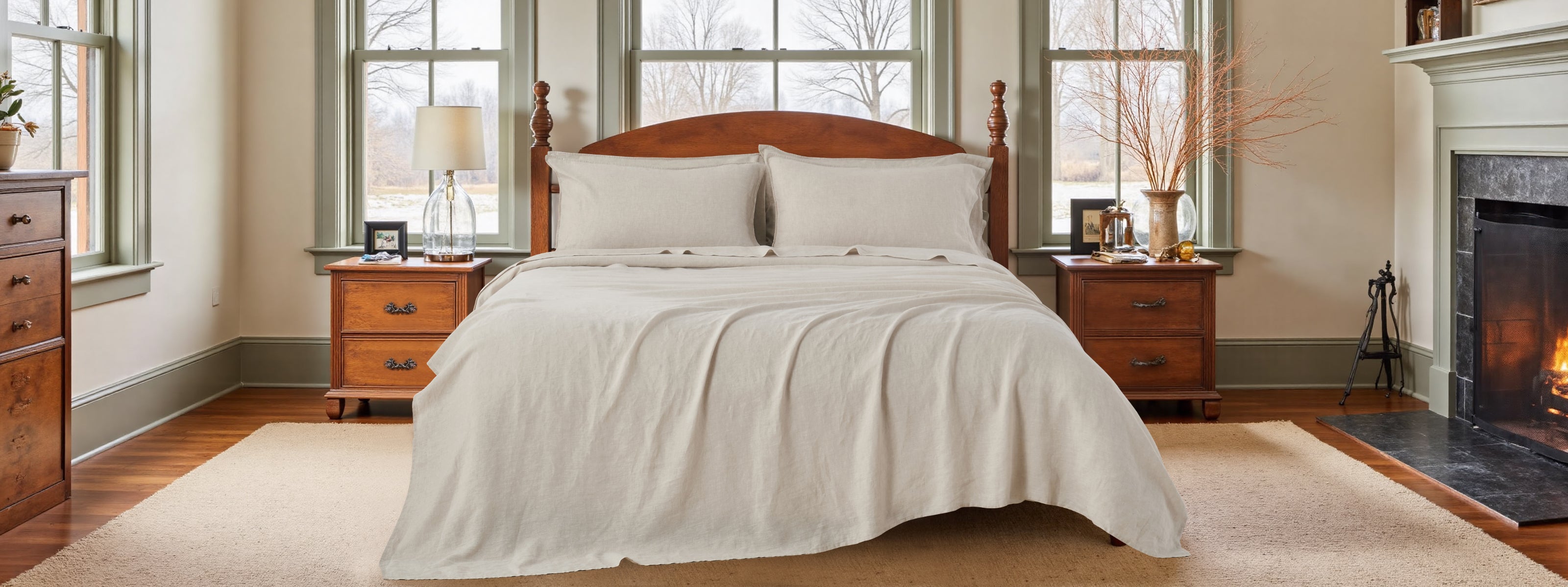 natural linen sheets set-victory symbol