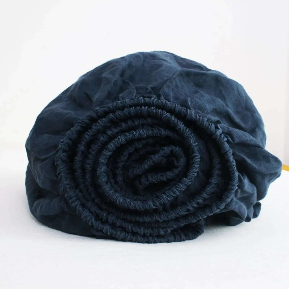 Navy 100% Organic Linen Fitted Sheet
