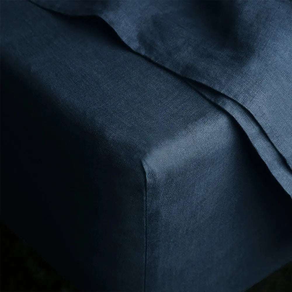 Navy 100% Organic Linen Fitted Sheet - Victory Symbol