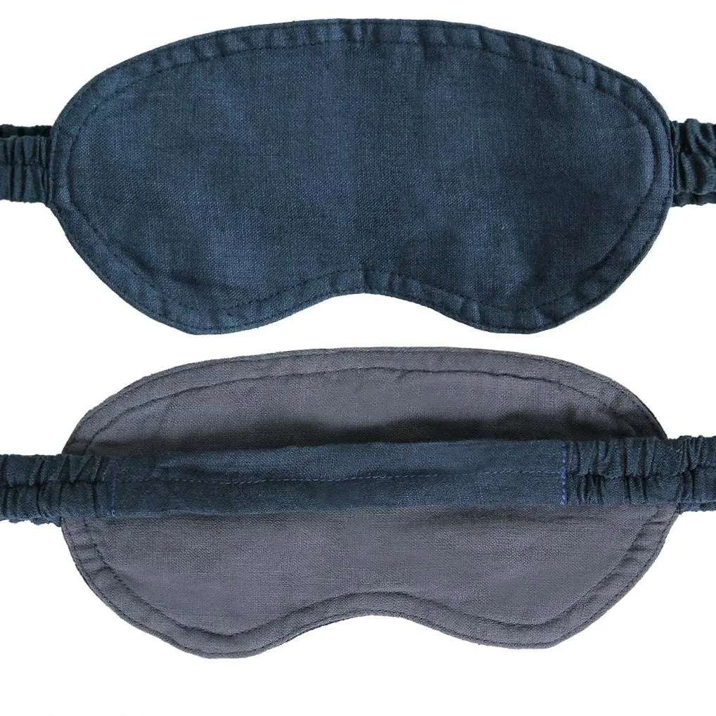 Navy Colorblock 100% Organic Linen Eye Mask - Victory Symbol