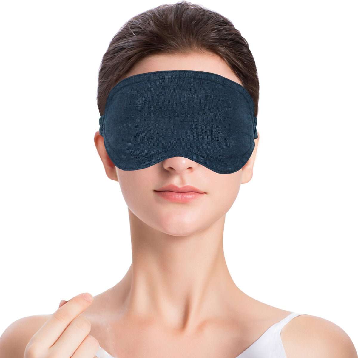 Navy Colorblock 100% Organic Linen Eye Mask - Victory Symbol