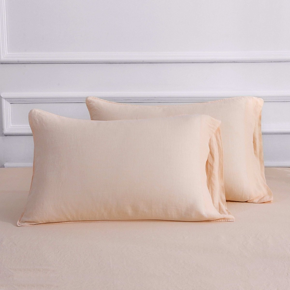 Pale Pink 100% Organic Linen Pillowcases - Victory Symbol