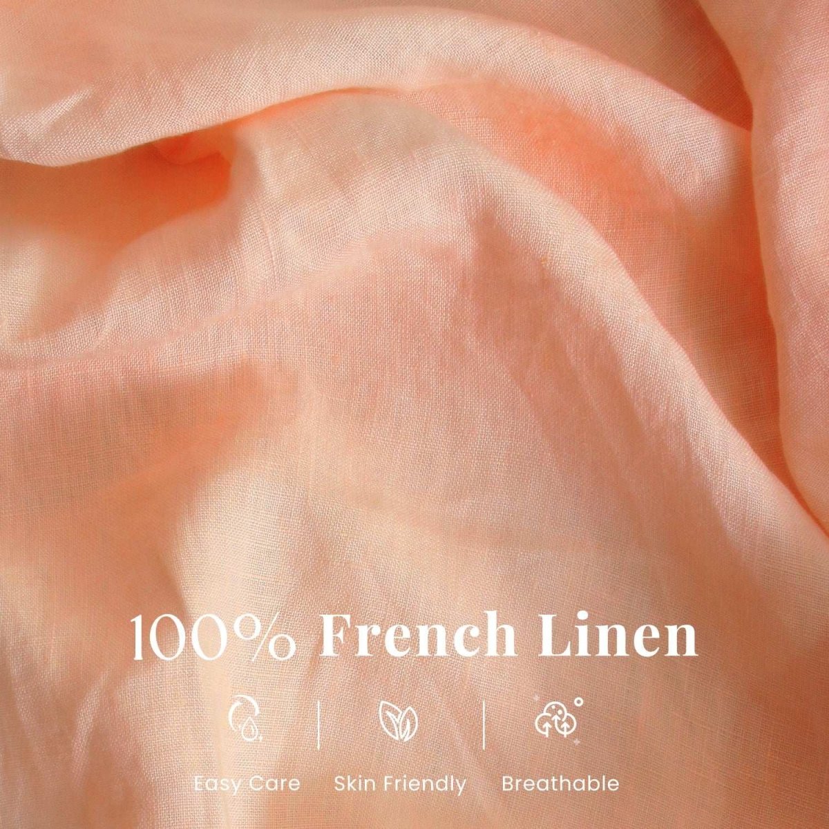 Peach Pink 100% Organic Linen Duvet Cover(Only 1 Piece) - Victory Symbol