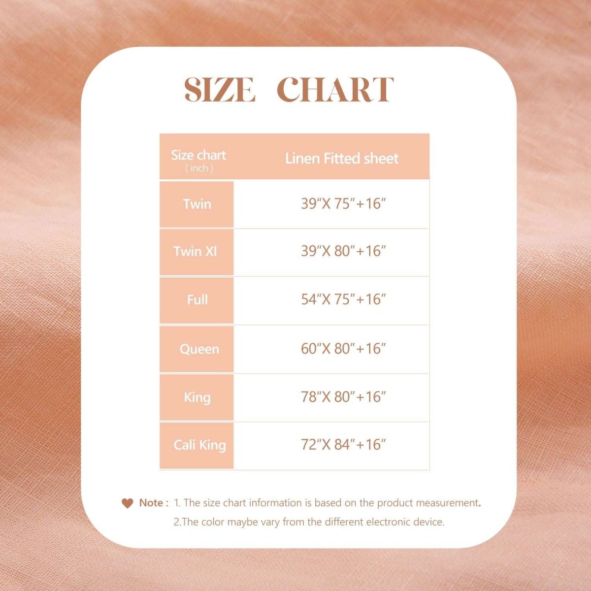 Peach Pink 100% Organic Linen Fitted Sheet - Victory Symbol