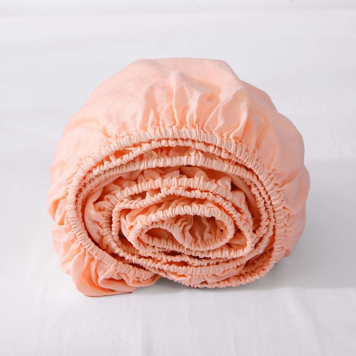 Peach Pink 100% Organic Linen Fitted Sheet - Victory Symbol