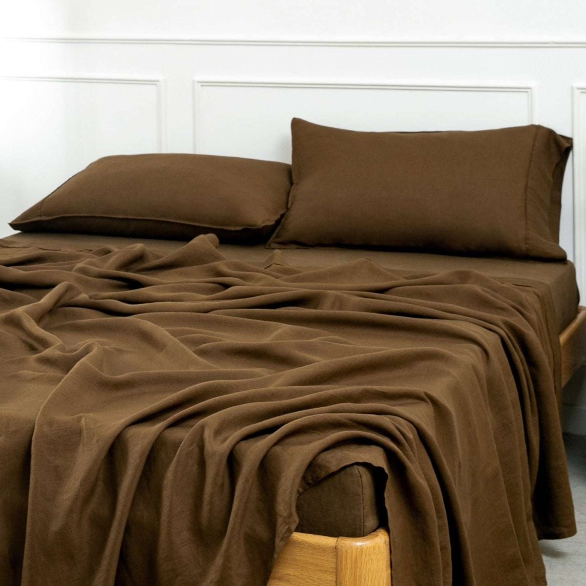 Pinecone Brown 100% Organic Linen Pillowcases - Victory Symbol