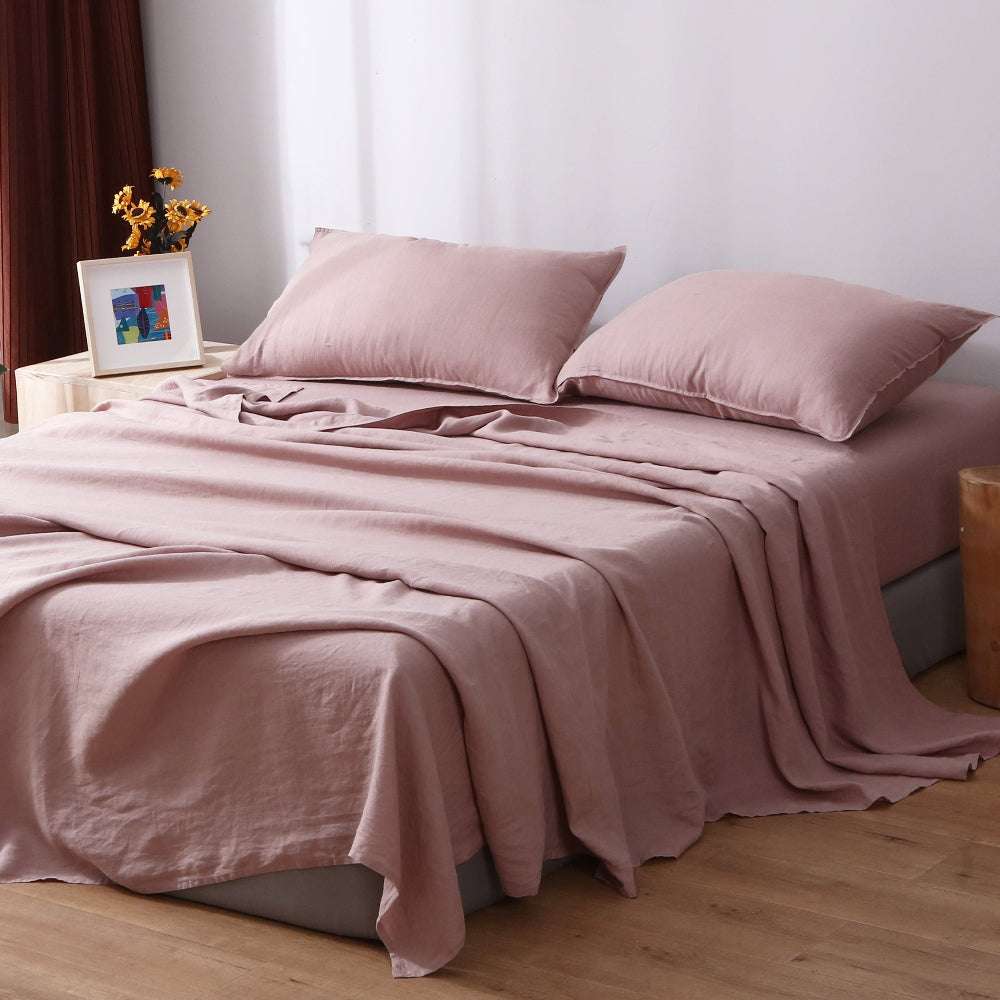 Pink Purple 100% Organic Linen Flat Sheet - Victory Symbol