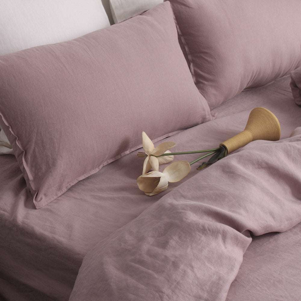 Pink Purple 100% Organic Linen Pillowcases - Victory Symbol