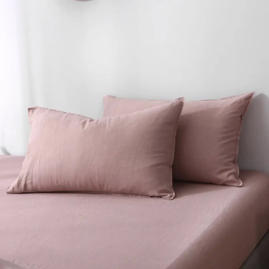 Pink Purple 100% Organic Linen Pillowcases - Victory Symbol