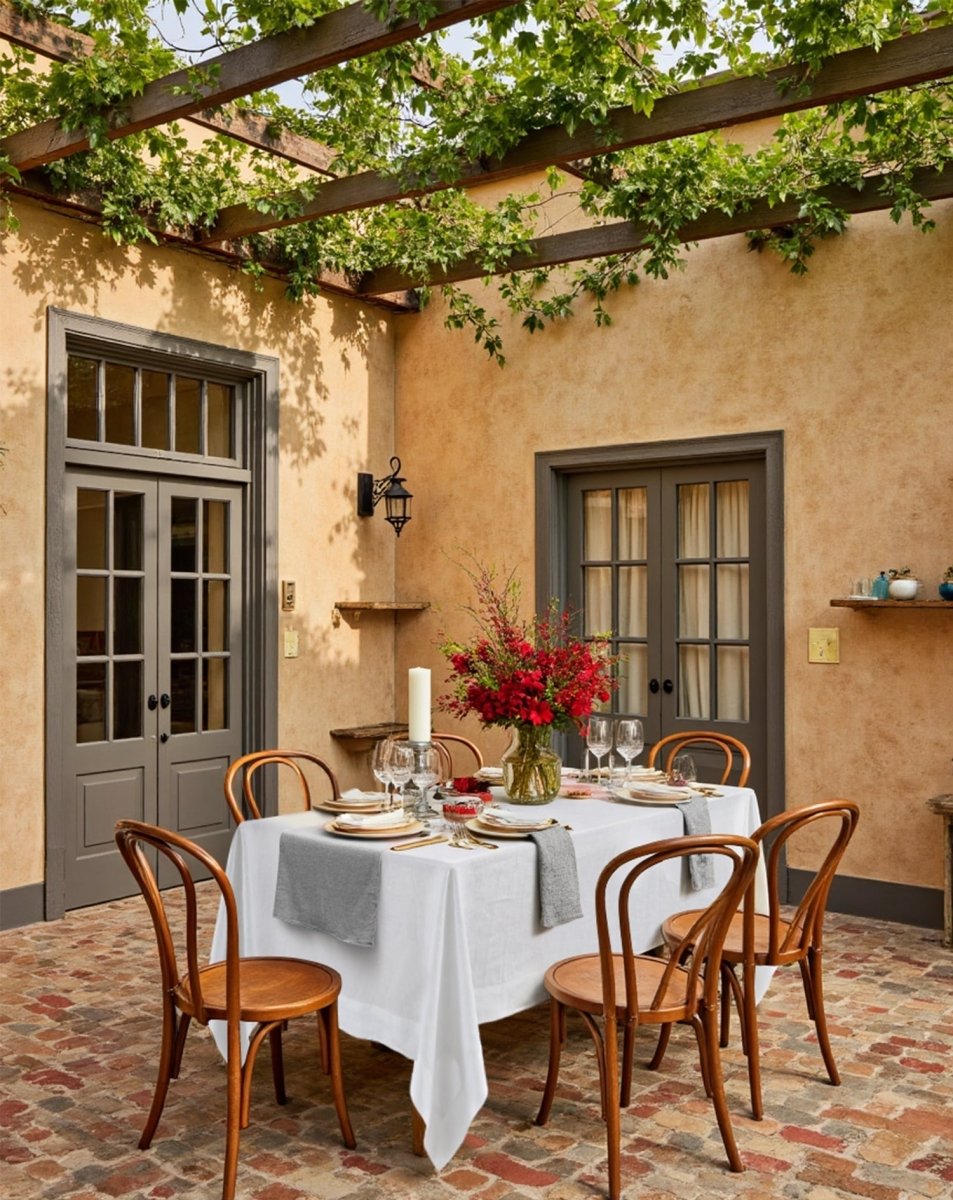 Pure White 100% Organic Linen Tablecloth - Victory Symbol