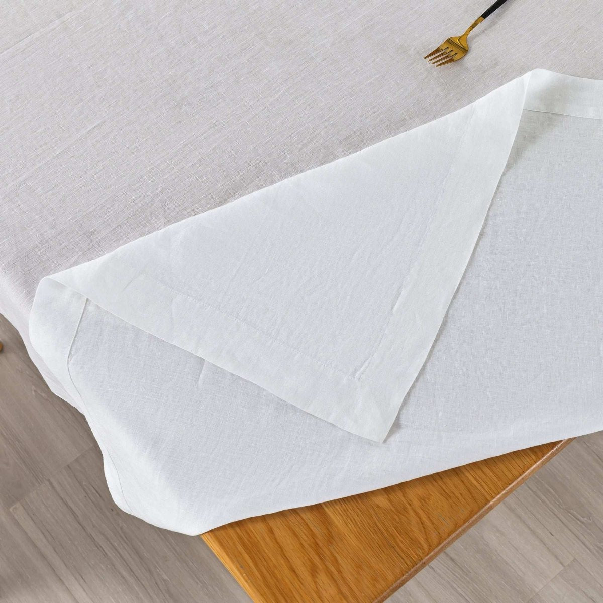 Pure White 100% Organic Linen Tablecloth - Victory Symbol
