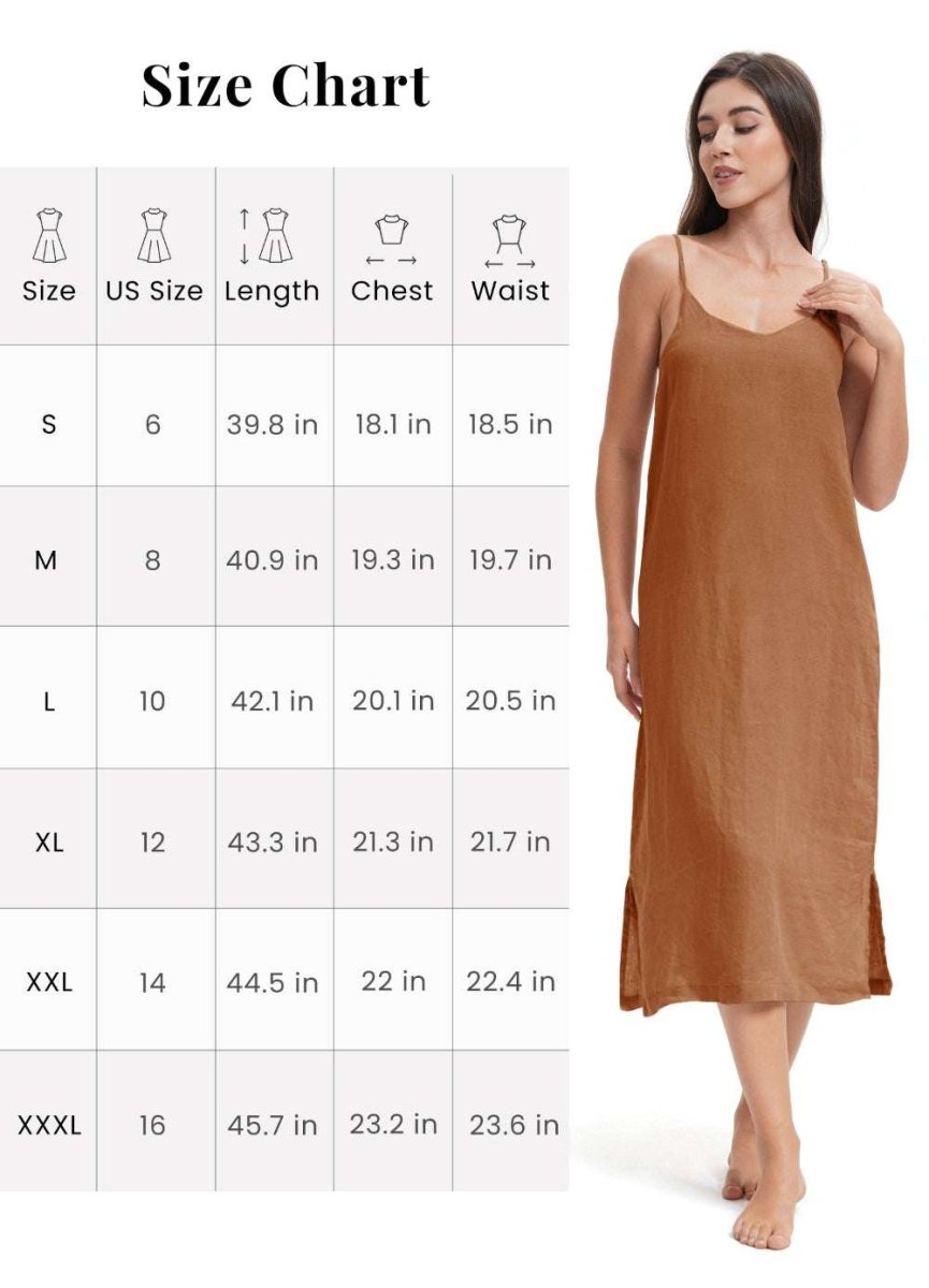 Rust 100% Organic Linen Midi Dress - Victory Symbol
