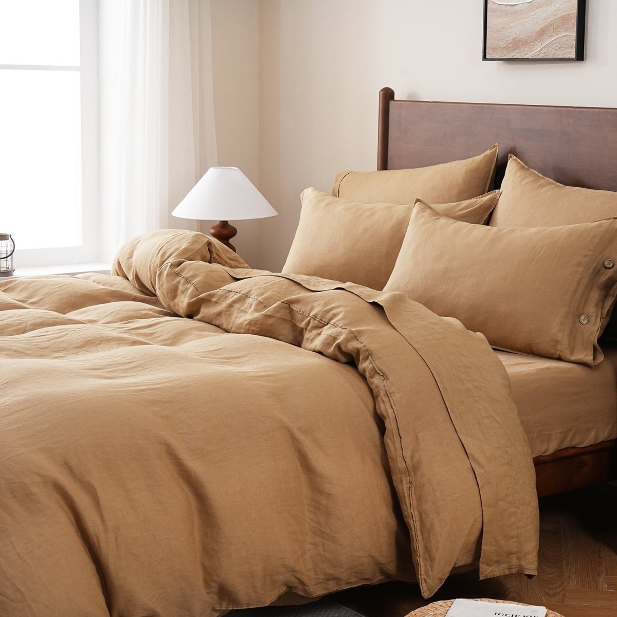 Sandy Beige 100% Organic Linen Duvet Cover (Only 1 Piece) - Victory Symbol