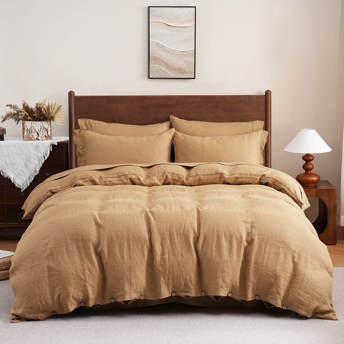 Sandy Beige 100% Organic Linen Duvet Cover (Only 1 Piece) - Victory Symbol