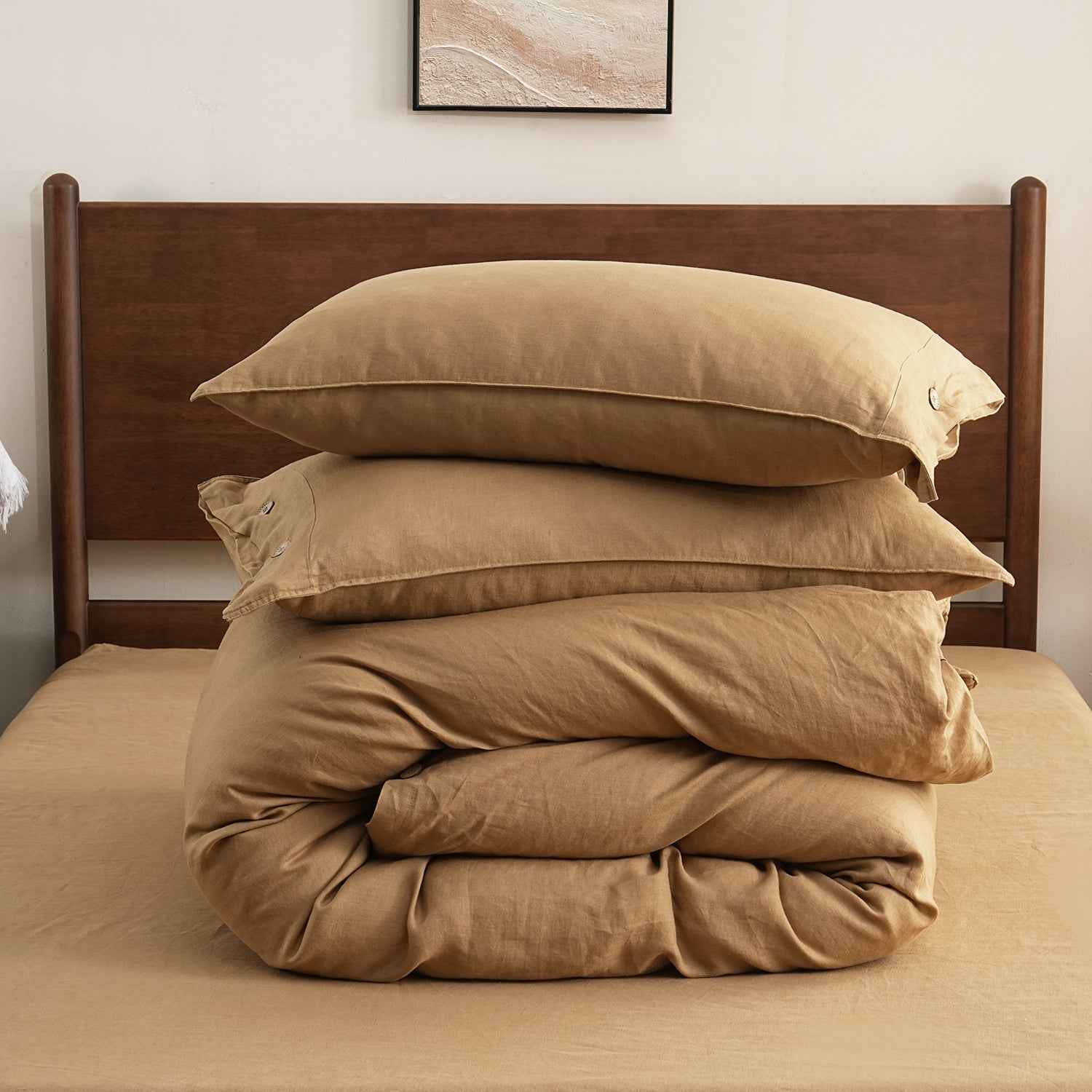 Sandy Beige 100% Organic Linen Duvet Cover Set