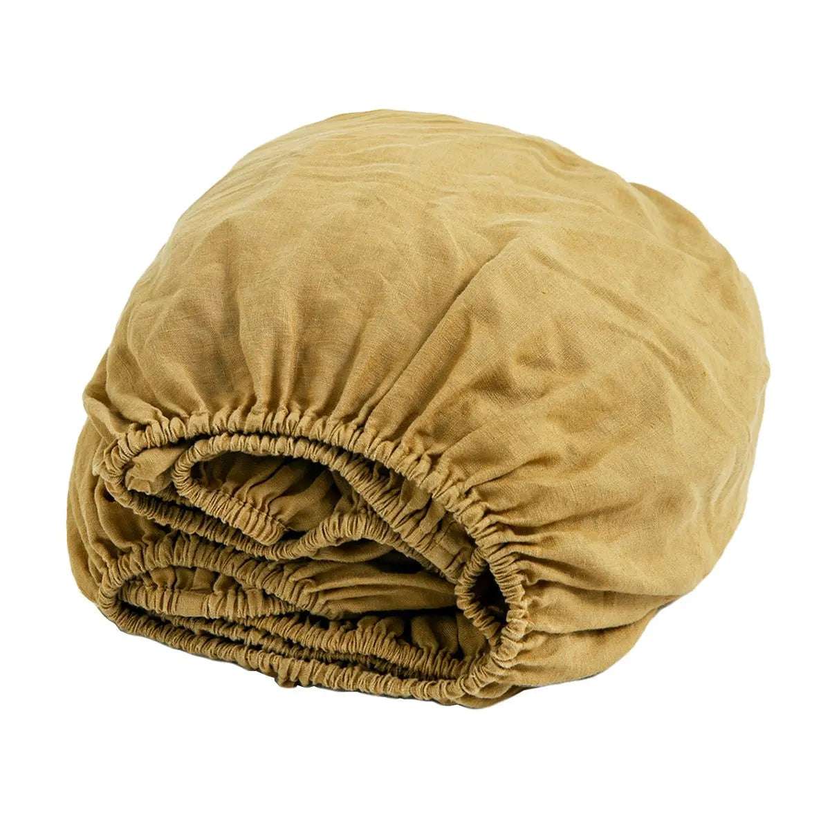 Sandy Beige 100% Organic Linen Fitted Sheet - Victory Symbol