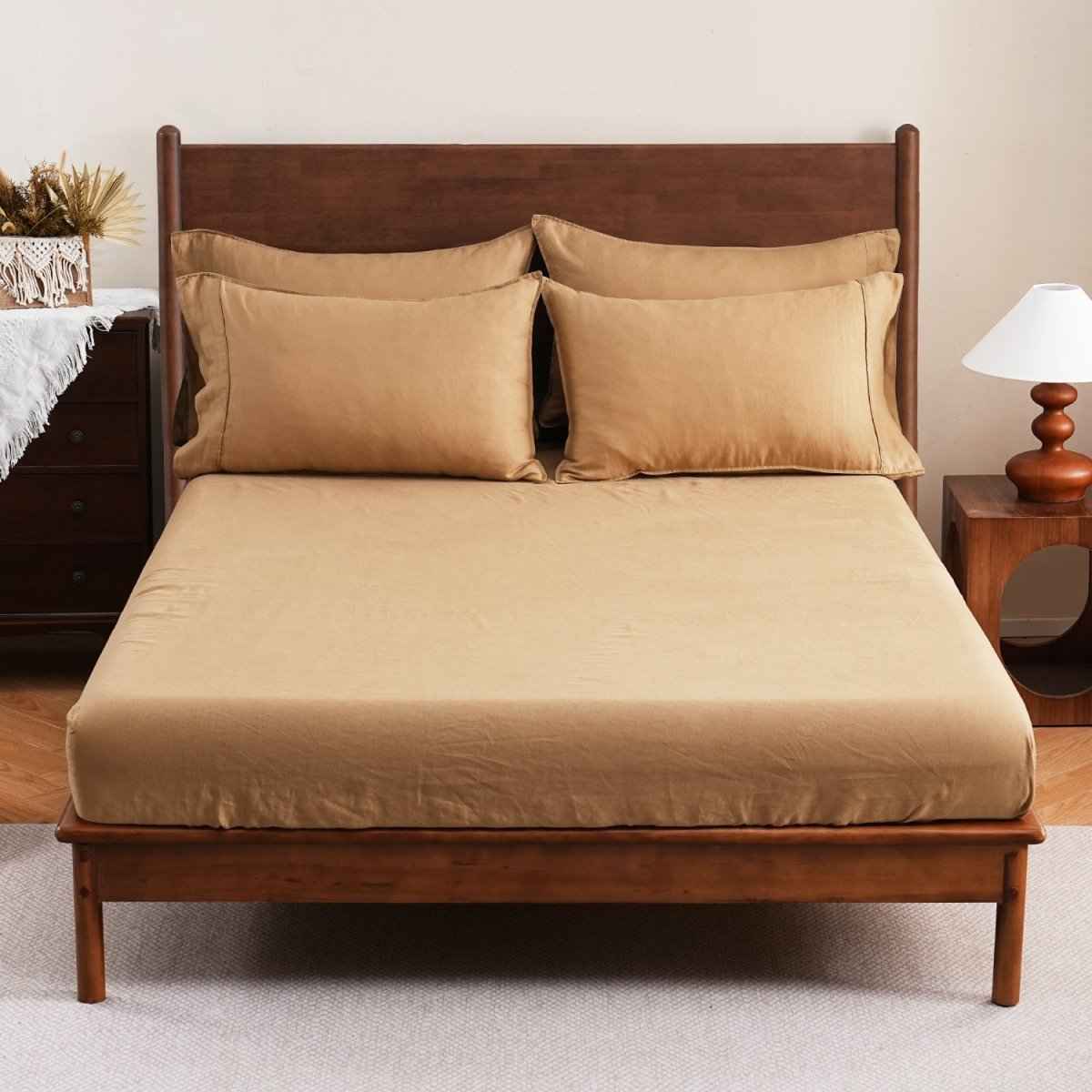 Sandy Beige 100% Organic Linen Fitted Sheet