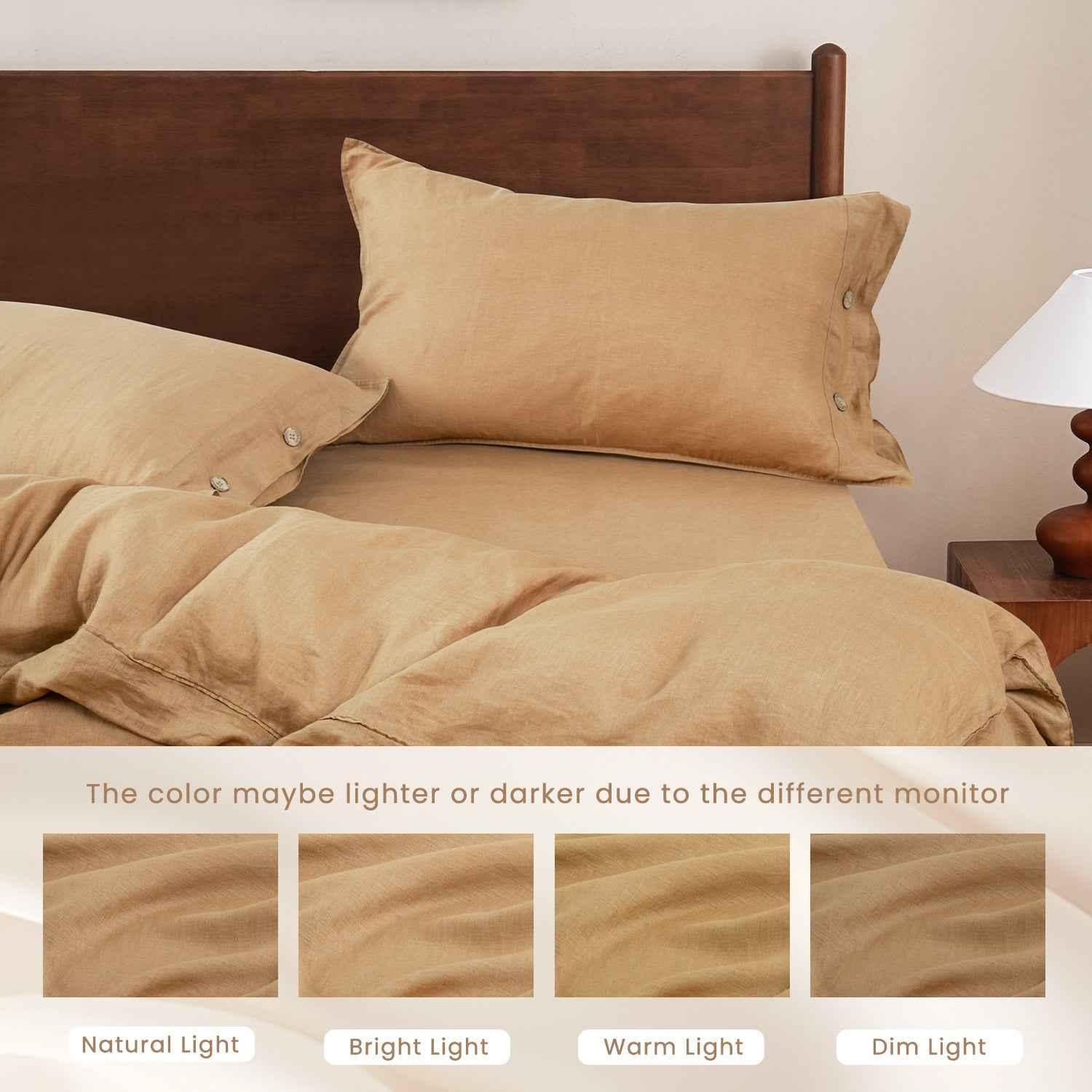 Sandy Beige 100% Organic Linen Duvet Cover Set