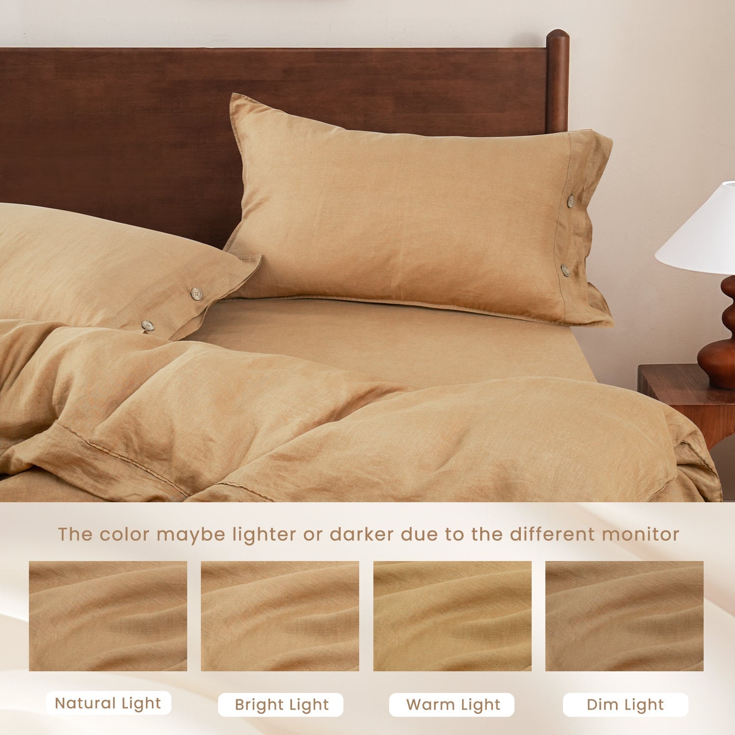 Sandy Beige 100% Organic Linen Duvet Cover Set