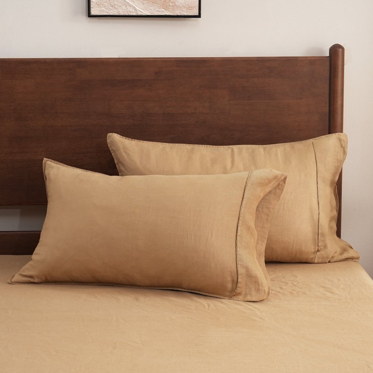 Sandy Beige 100% Organic Linen Pillowcases - Victory Symbol