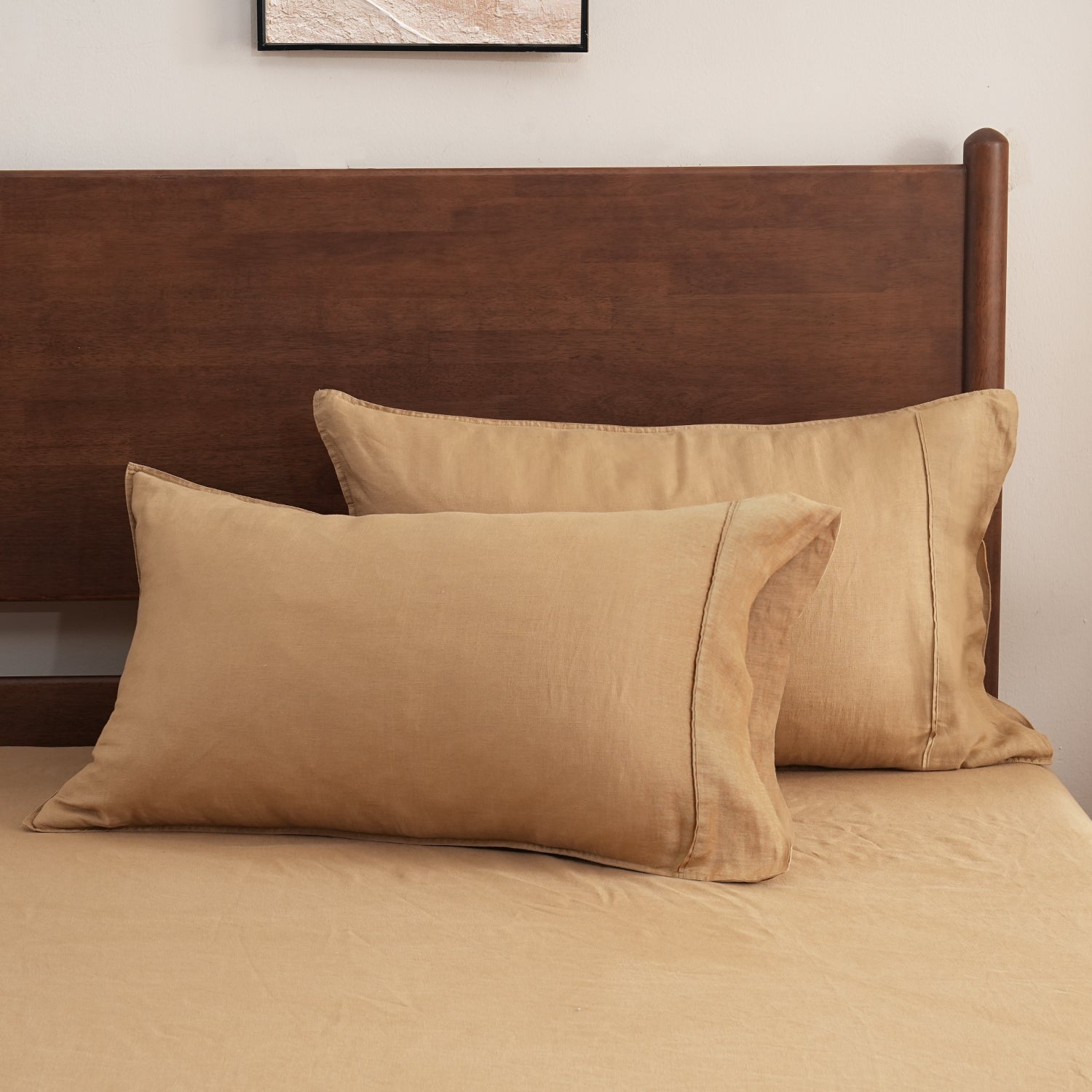 Sandy Beige 100% Organic Linen Pillowcases-Victory Symbol