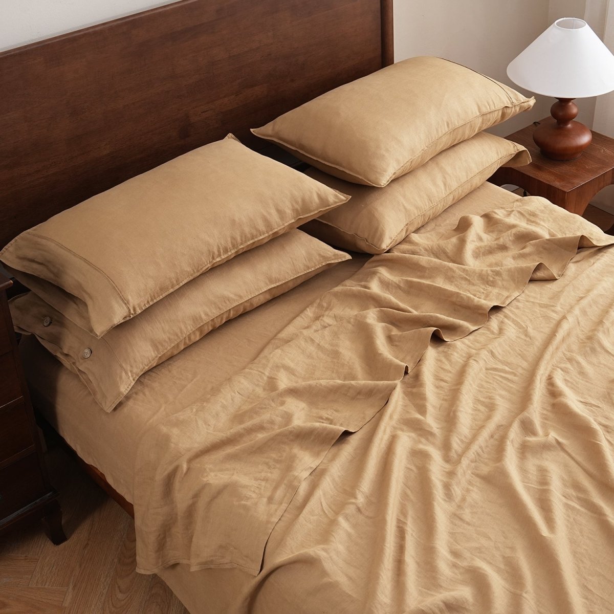 Sandy Beige 100% Organic Linen Pillowcases - Victory Symbol