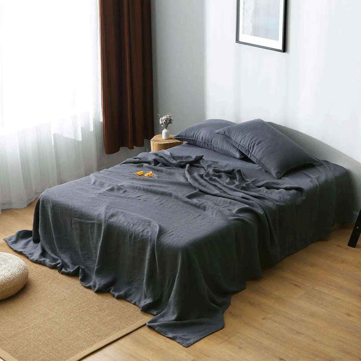 Silver Grey 100% Organic Linen Sheets Set