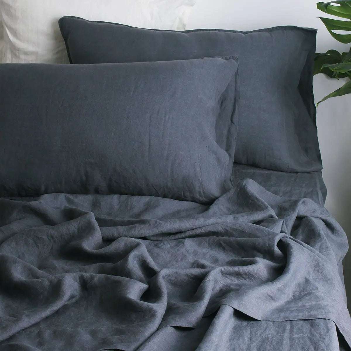 Silver Gray 100% Organic Linen Sheets Set - Victory Symbol