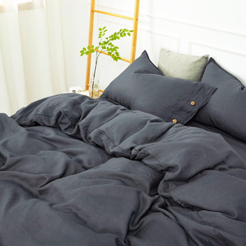 Silver Grey 100% Organic Linen Duvet Cover (Only 1 Piece) - Victory Symbol