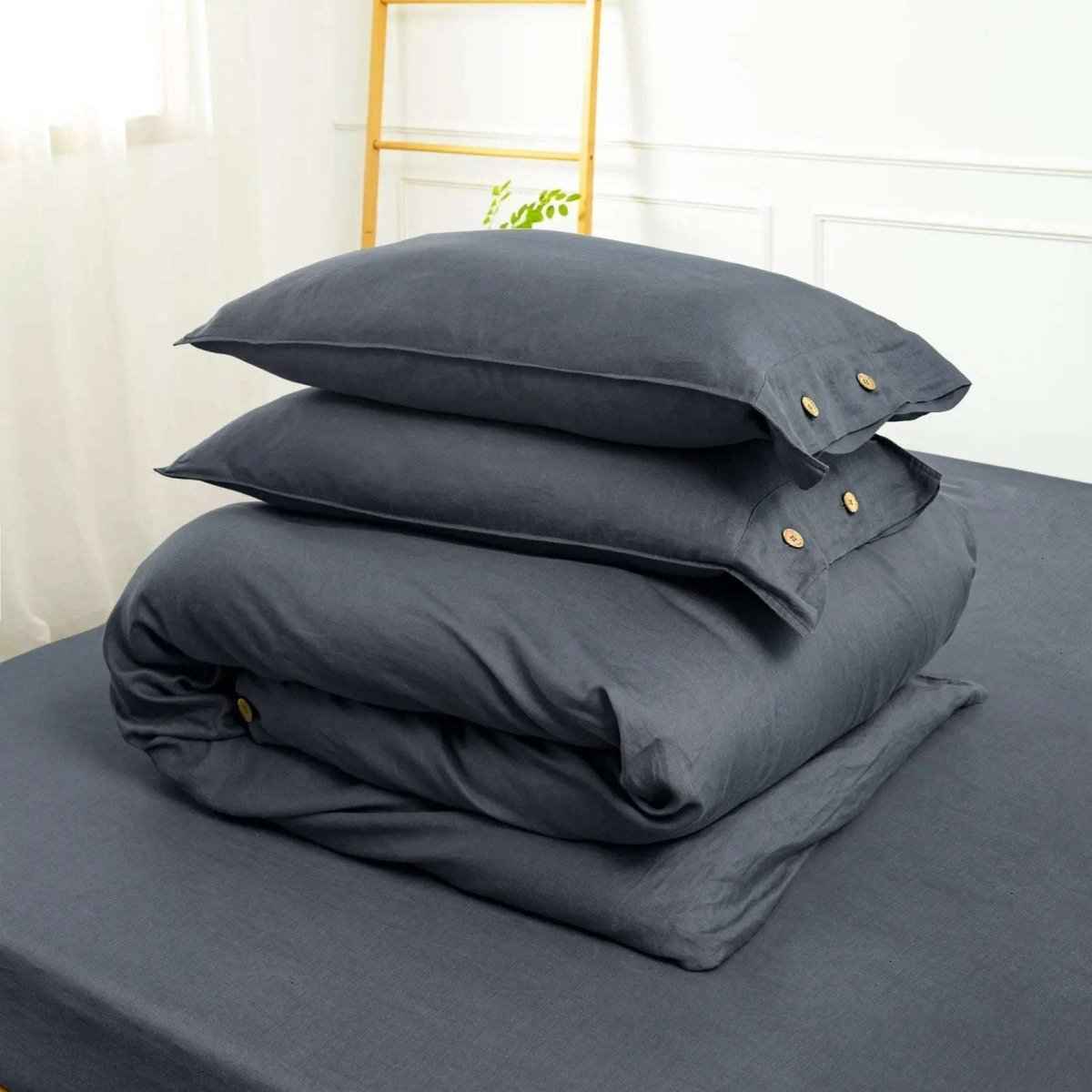 Silver Grey 100% Organic Linen Duvet Cover Set