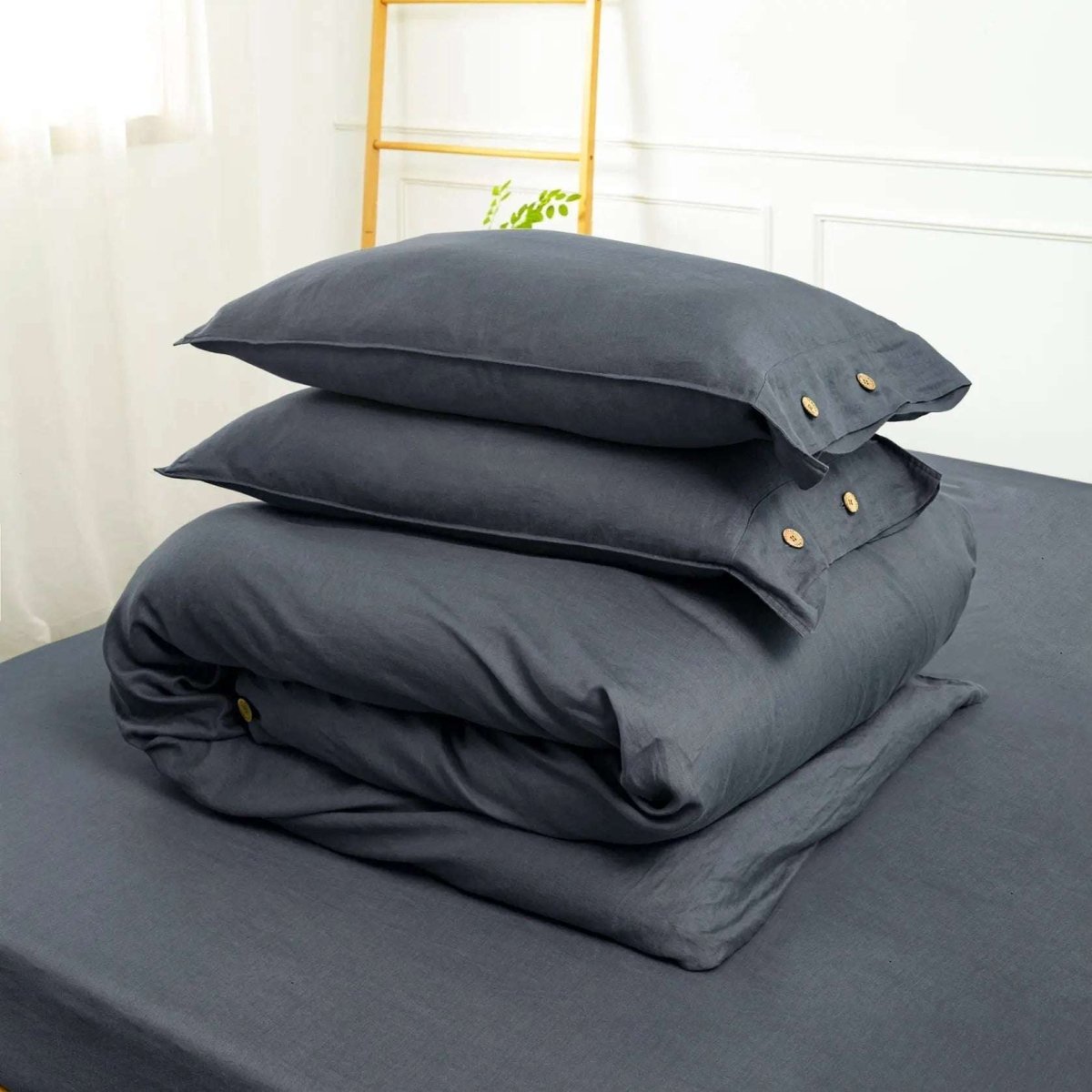 Silver Grey 100% Organic Linen Duvet Cover Set