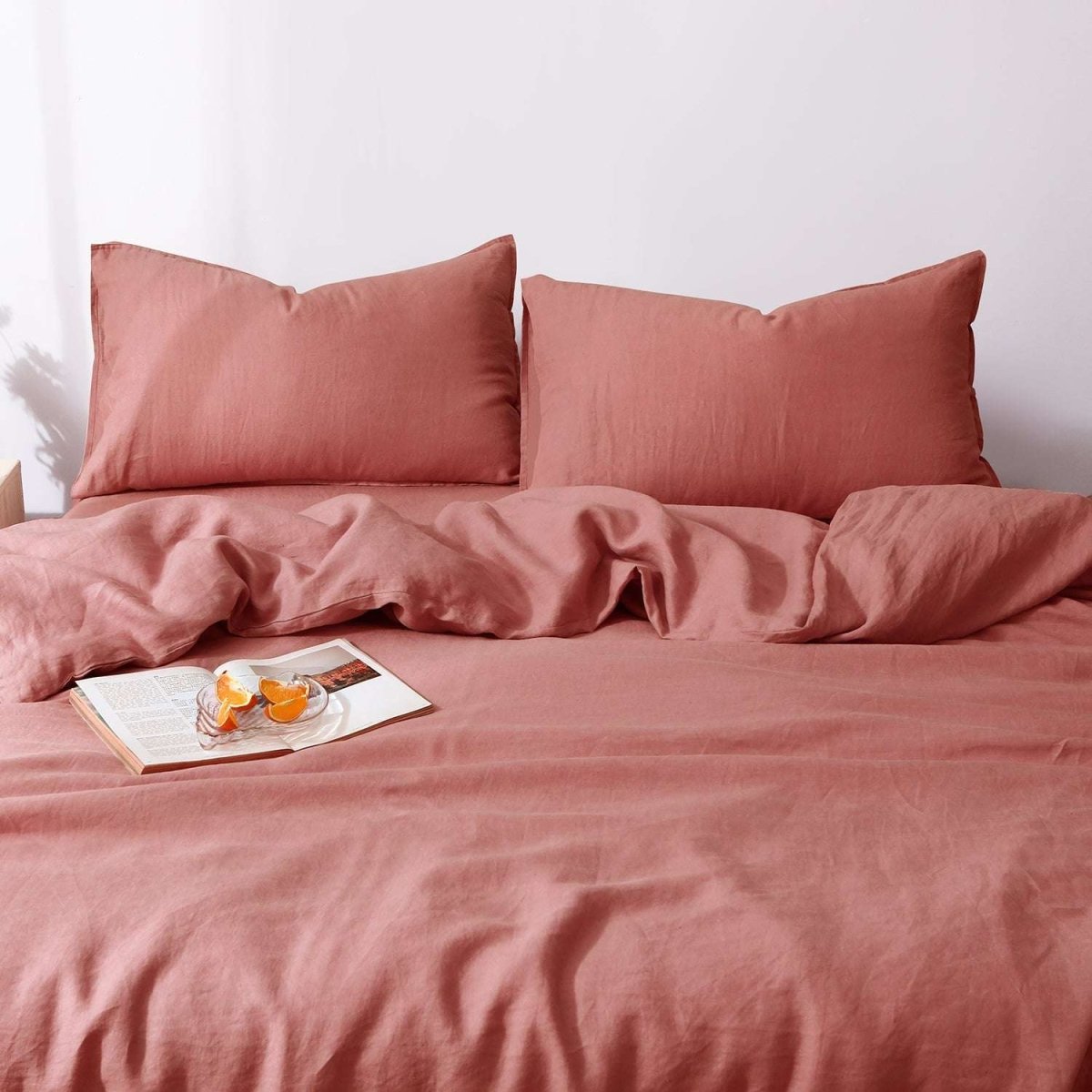 Sunset Warm Tone 100% Organic Linen Bedding Bundle - Victory Symbol