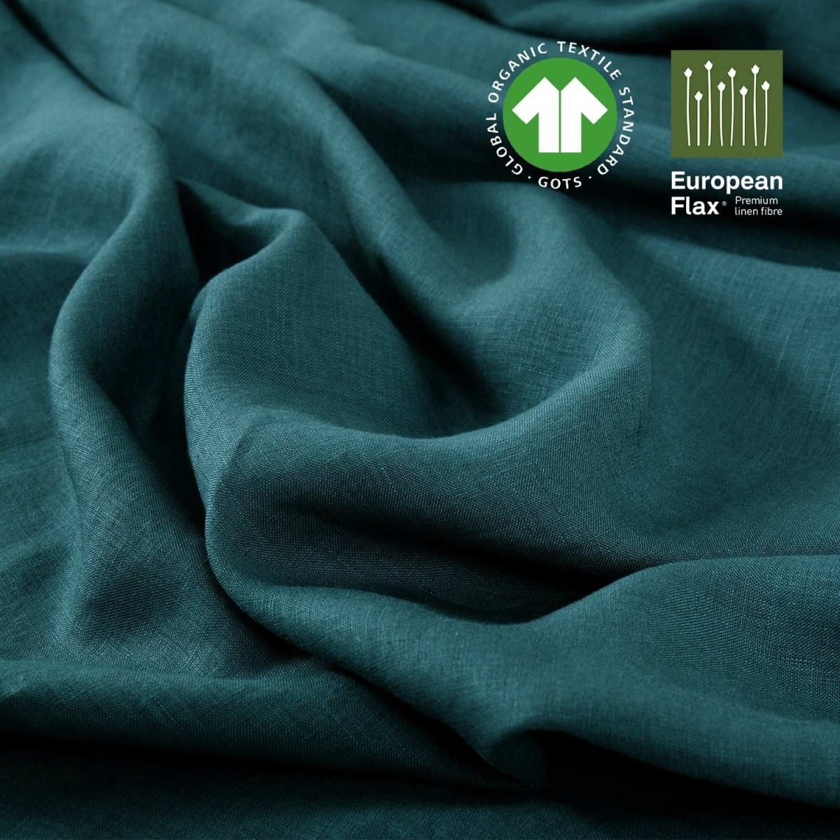 Teal Green 100% Organic Linen Lumbar Pillowcases With Ruffles - Victory Symbol
