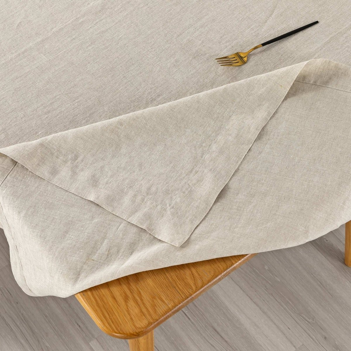 Thick Natural Undyed Linen 100% Organic Linen Tablecloth - Victory Symbol