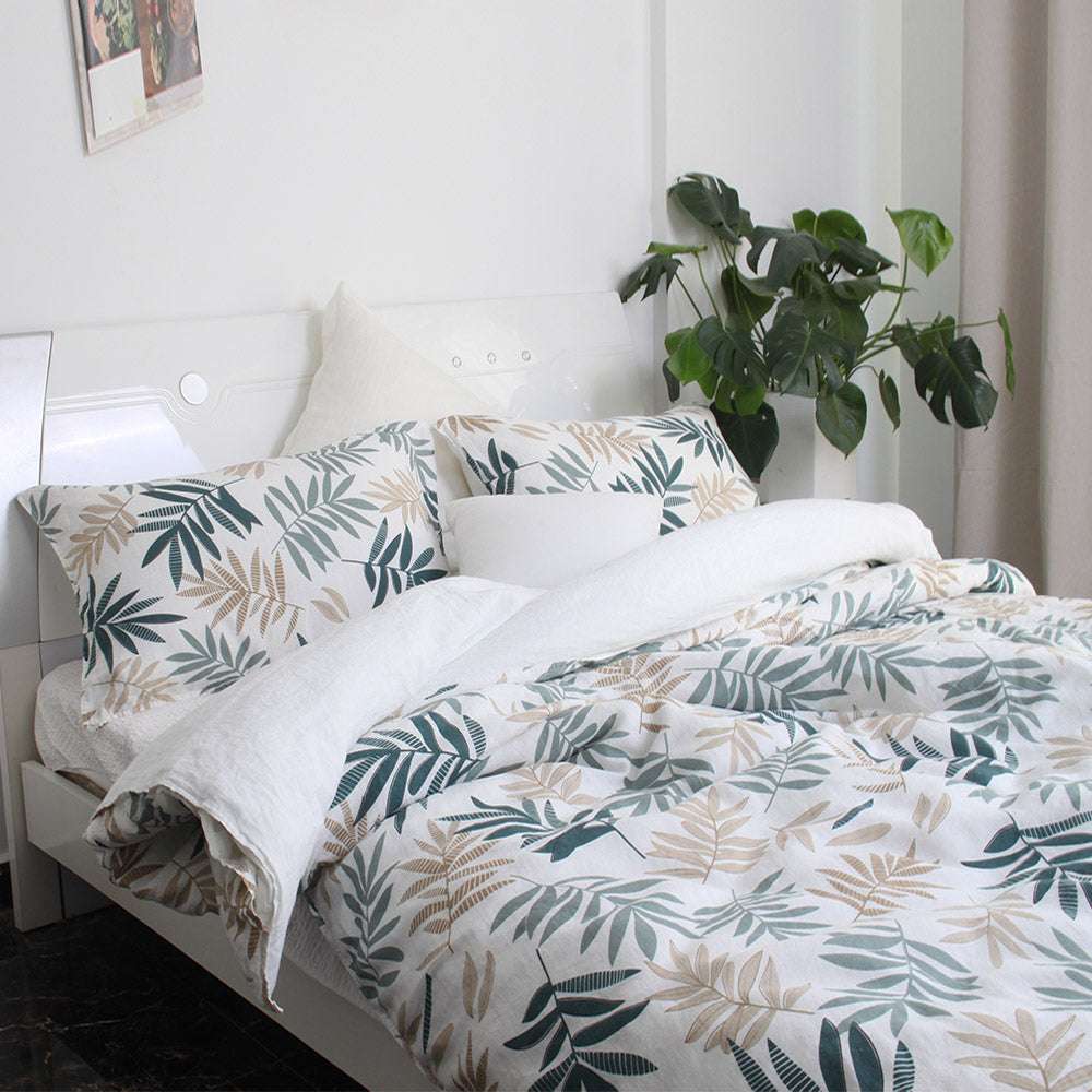 Tropical Rainforest 100% Organic Linen Duvet Cover Set - Victory Symbol