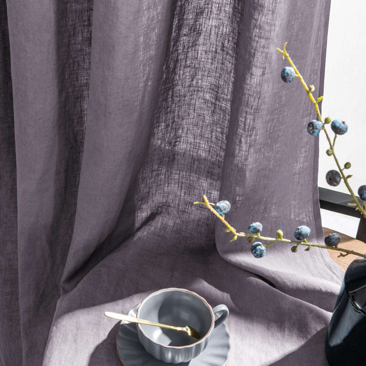 Twilight Lilac Purple 100% Organic Linen Curtain for Bedroom Living Room-Victory Symbol