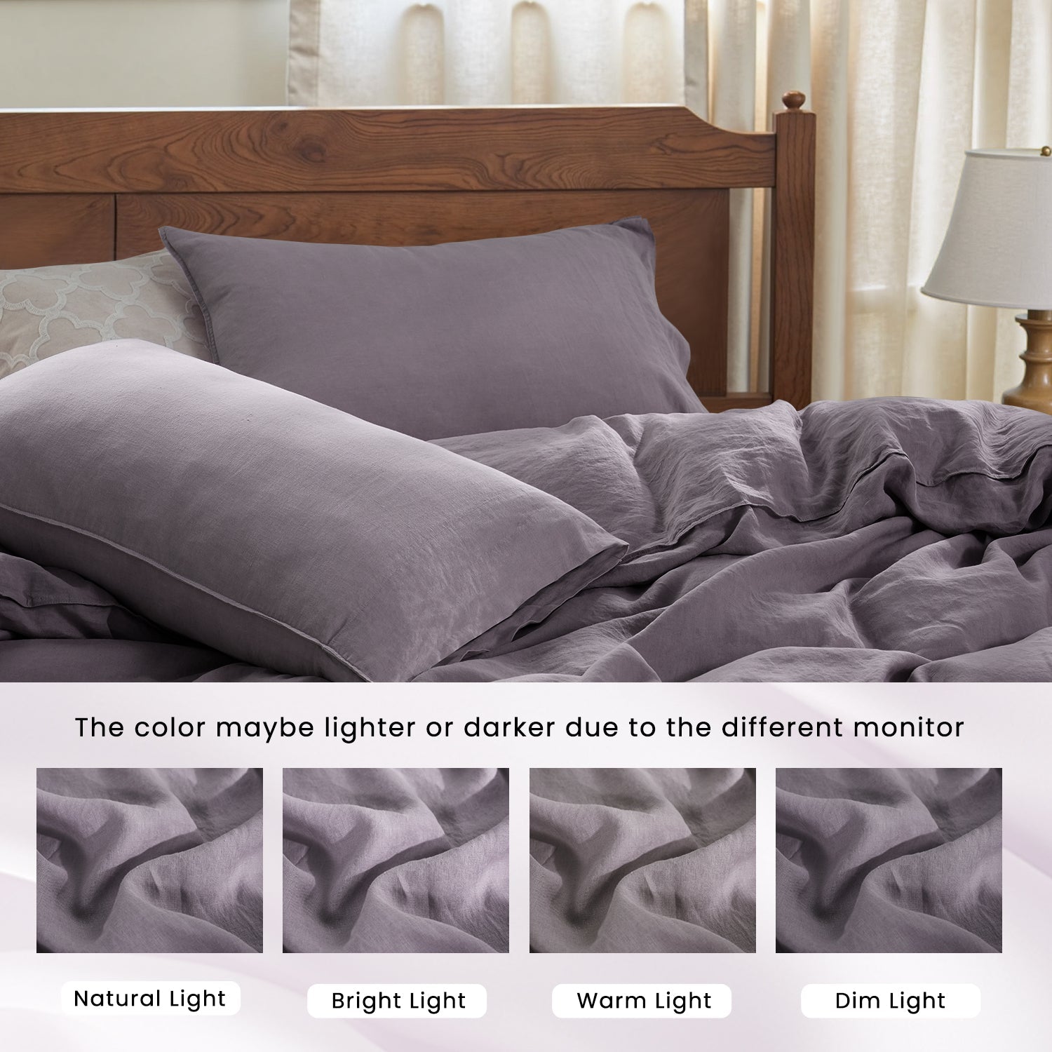Twilight Lilac Purple 100% Organic Linen Duvet Cover Set-Victory Symbol