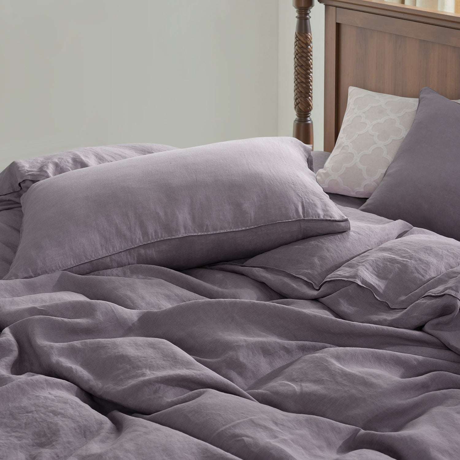 Twilight Lilac Purple 100% Organic Linen Duvet Cover(Only 1 Piece)-Victory Symbol